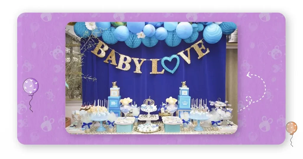 royal theme baby shower decoration